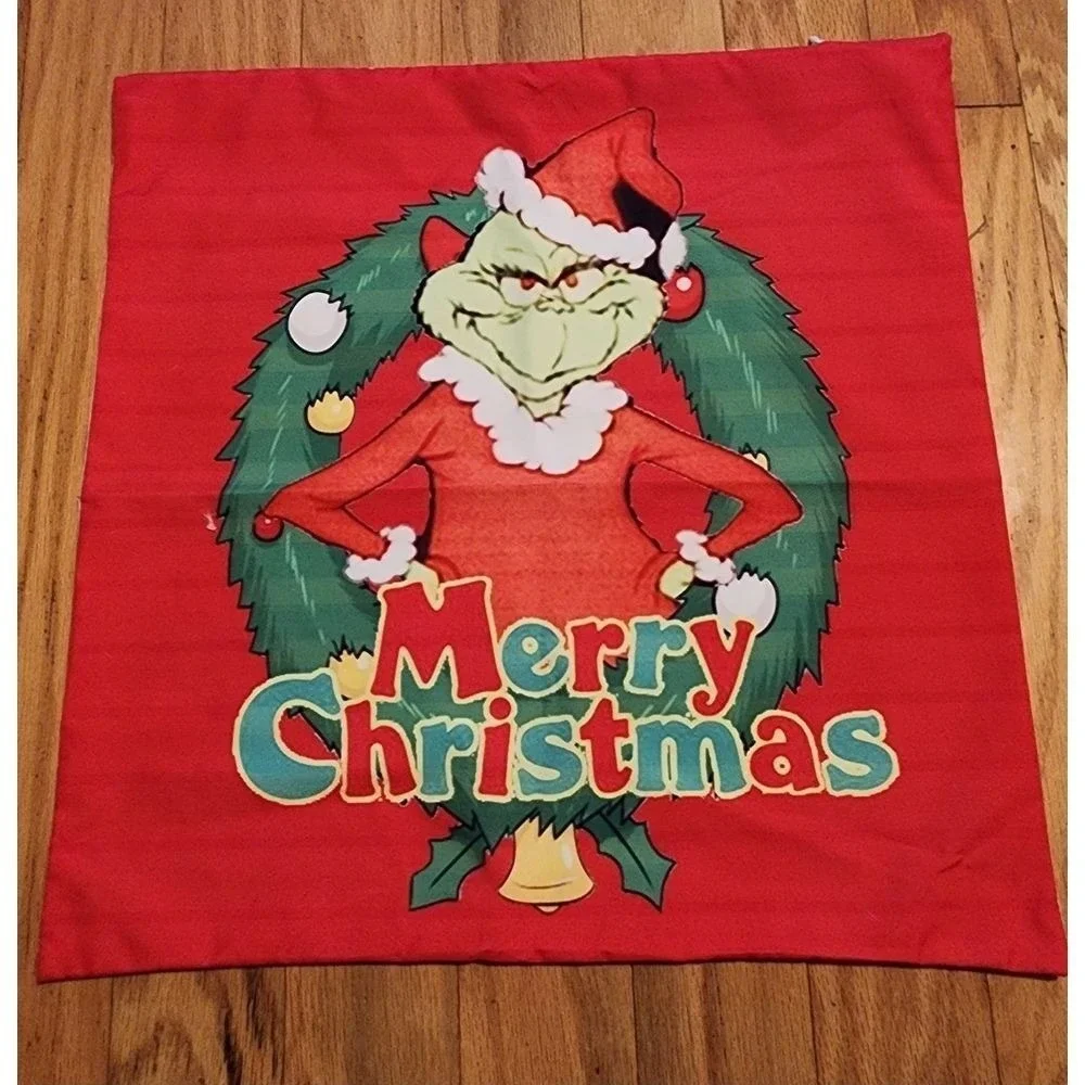 Grinch Merry Christmas Pillow Cover Holiday Decor‎ Throw Pillow Case 4 piece